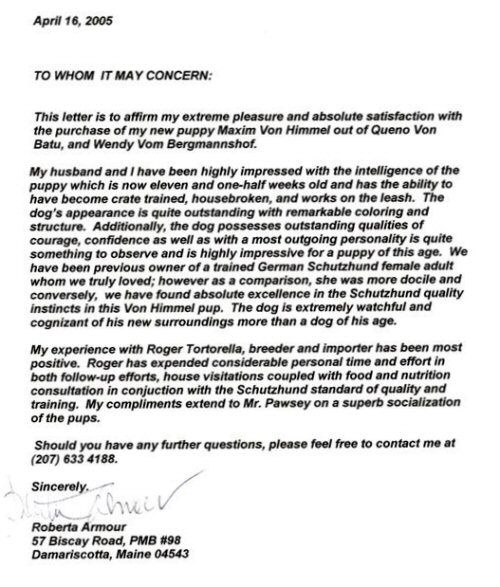 Letter of Reference