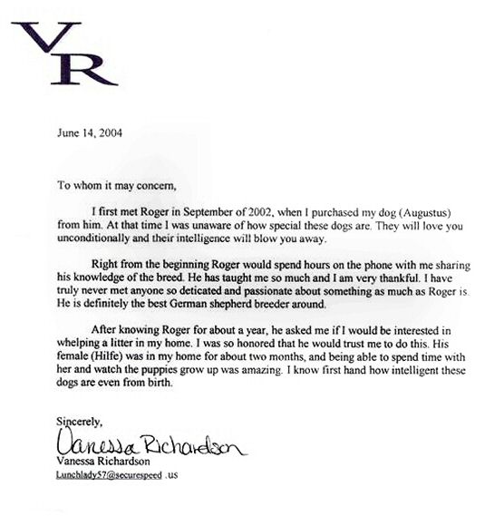 Letter of Reference